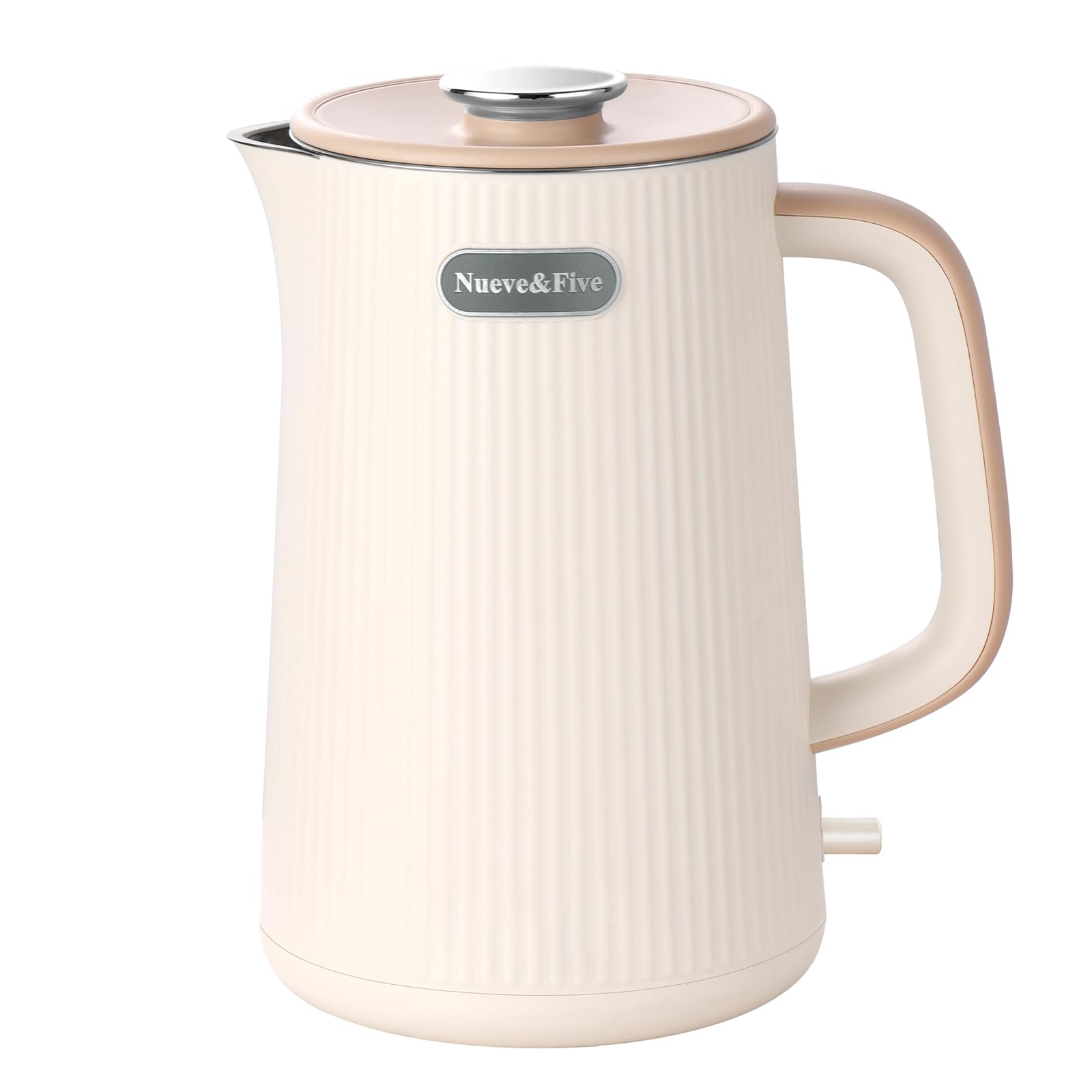 Nueve&Five 1.7L Electric Kettle,Double Wall Electric Tea Kettle,Auto Shut Off,1200W Hot Water Kettle Electric of 304 Stainless Steel-Cream White