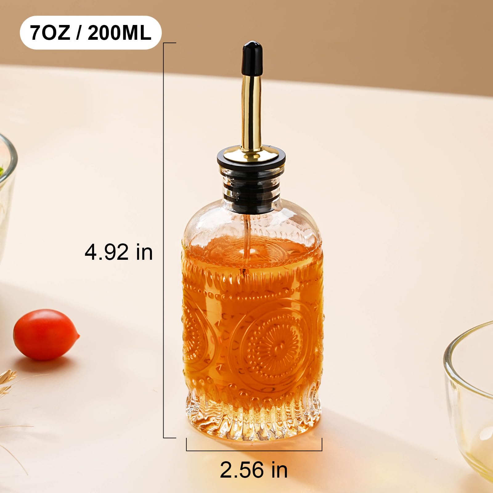 gegewawa Glass Coffee Syrup Dispenser Bottles 7 OZ, Simple Syrup Bottles with Metal Pour Spout, Syrup Dispenser for Coffee Bar Accessories for Maple Honey Syrup Oil and Sauces