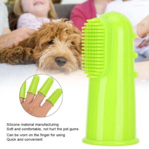 CDQL 10Pcs Pet Finger Toothbrush - Dog Finger Toothbrush for Dog Teeth Cleaningv - Soft Silicone Green Teeth Cleaning Tool - Dog Tooth Brush for Small and Large Pets (Green)