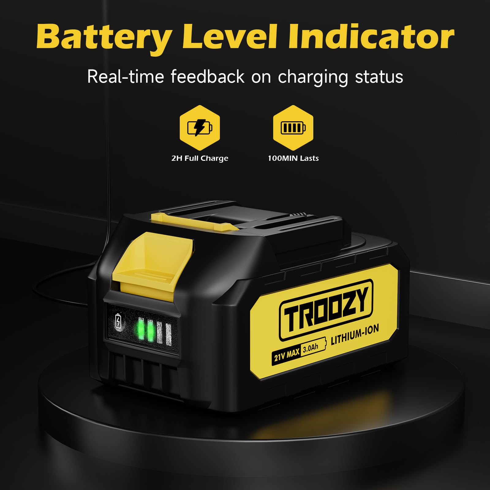 TROOZY 21V Battery Compatible with Makita Power Tools,MAX 3.0Ah Rechargeable Lithium Battery with Led Indicator,Mini Chainsaw Battery Replacement Extended Runtime Portable Chainsaw Accessories