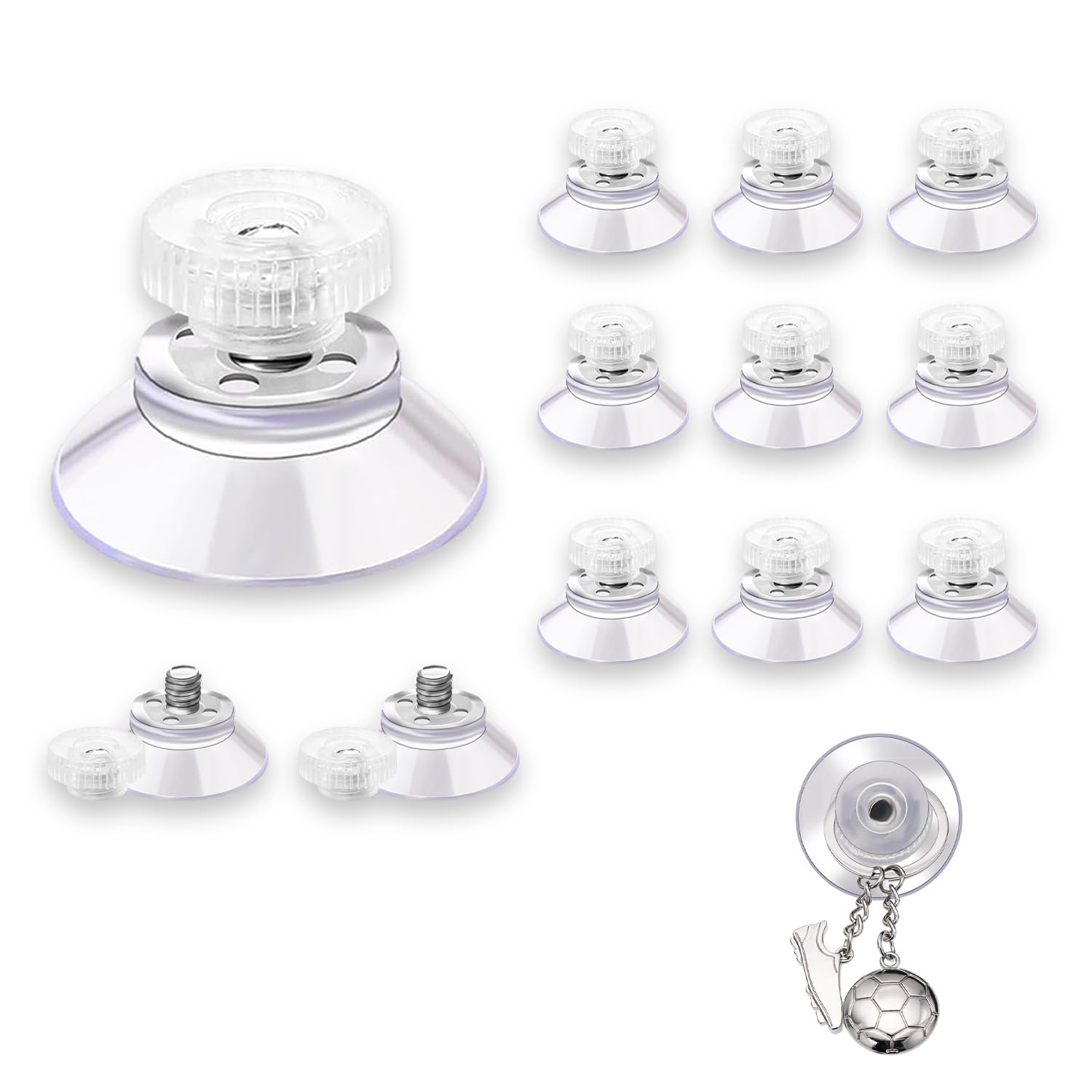 YAFIYGI 12 Pack Small Suction Cups 1 Inch Mini Suction Cup with M5 Screw Clear PVC Sucker Pads Extra Strong Suction Cup Glass Holder with Screw Nut for Bathroom Window Car Shade Rubber Included