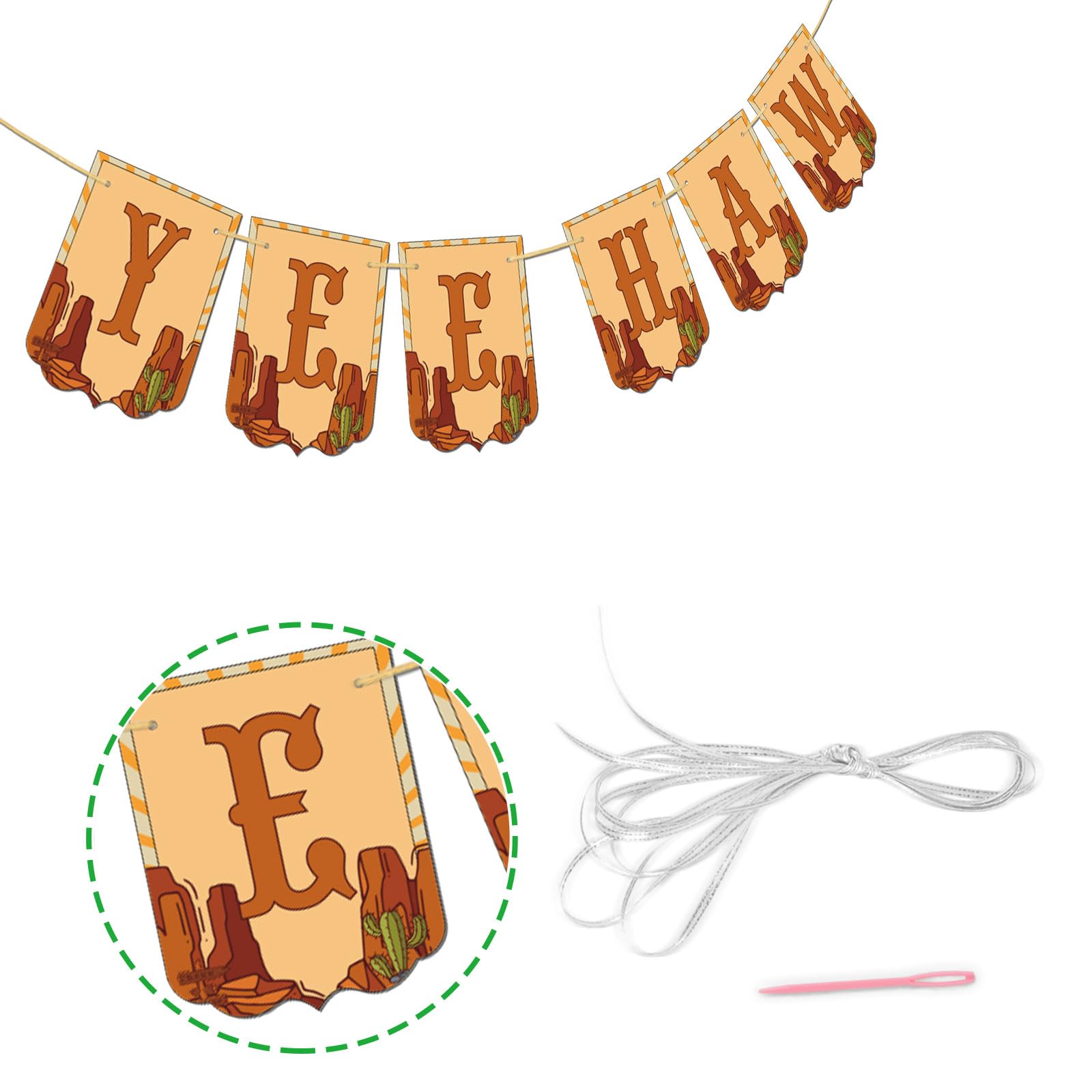 Dalaber Yee Haw Banner, Western Cowboy Party Decoration Banner, Wild West Boys Birthday/Baby Shower/Bridal Shower/Wedding Party Supplies, Brown