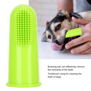 CDQL 10Pcs Pet Finger Toothbrush - Dog Finger Toothbrush for Dog Teeth Cleaningv - Soft Silicone Green Teeth Cleaning Tool - Dog Tooth Brush for Small and Large Pets (Green)