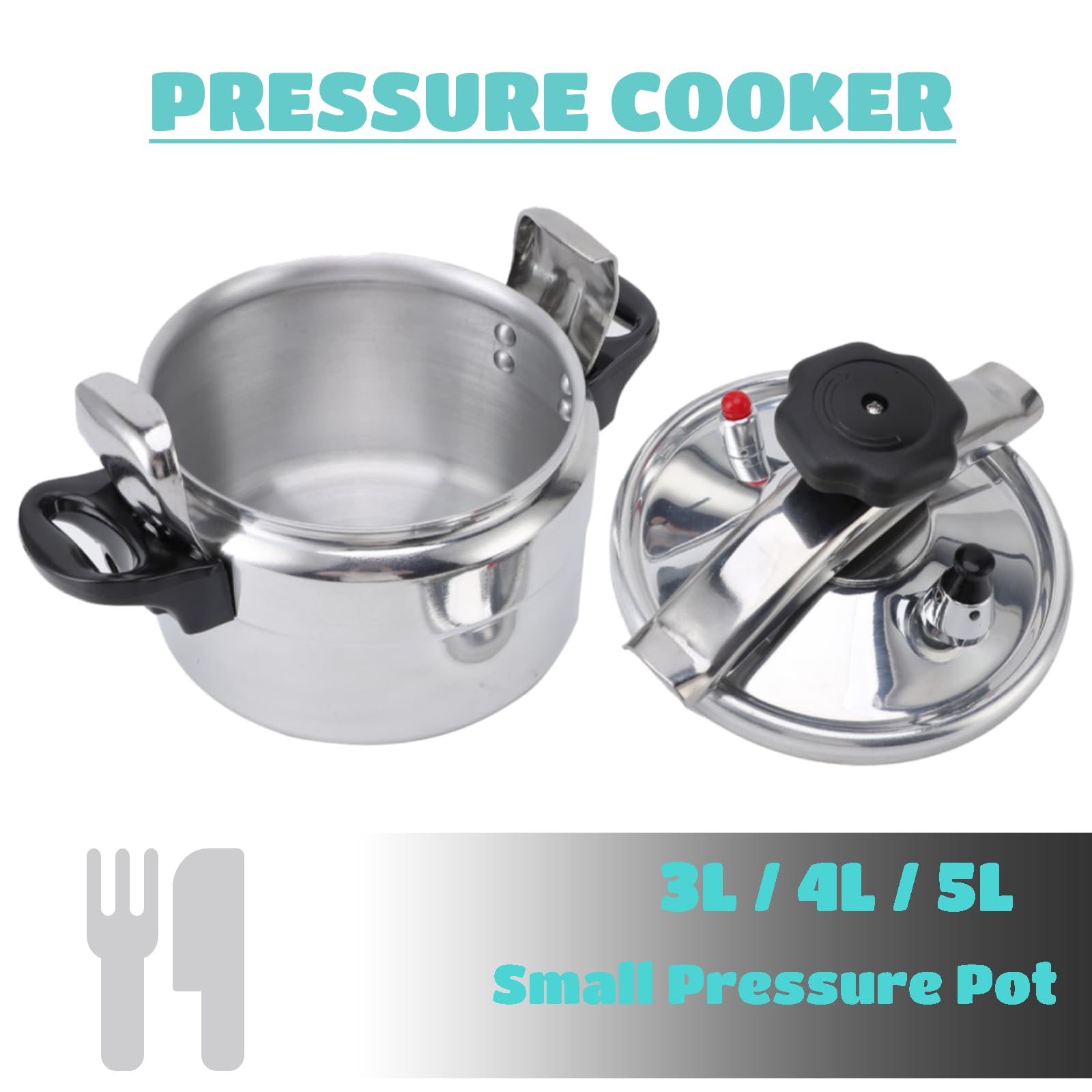 4 Quart Pressure Cooker, Compound Bottom Small Pressure Canner, Easy to Use Pressure Cooker Pot Suitable for Gas, Induction