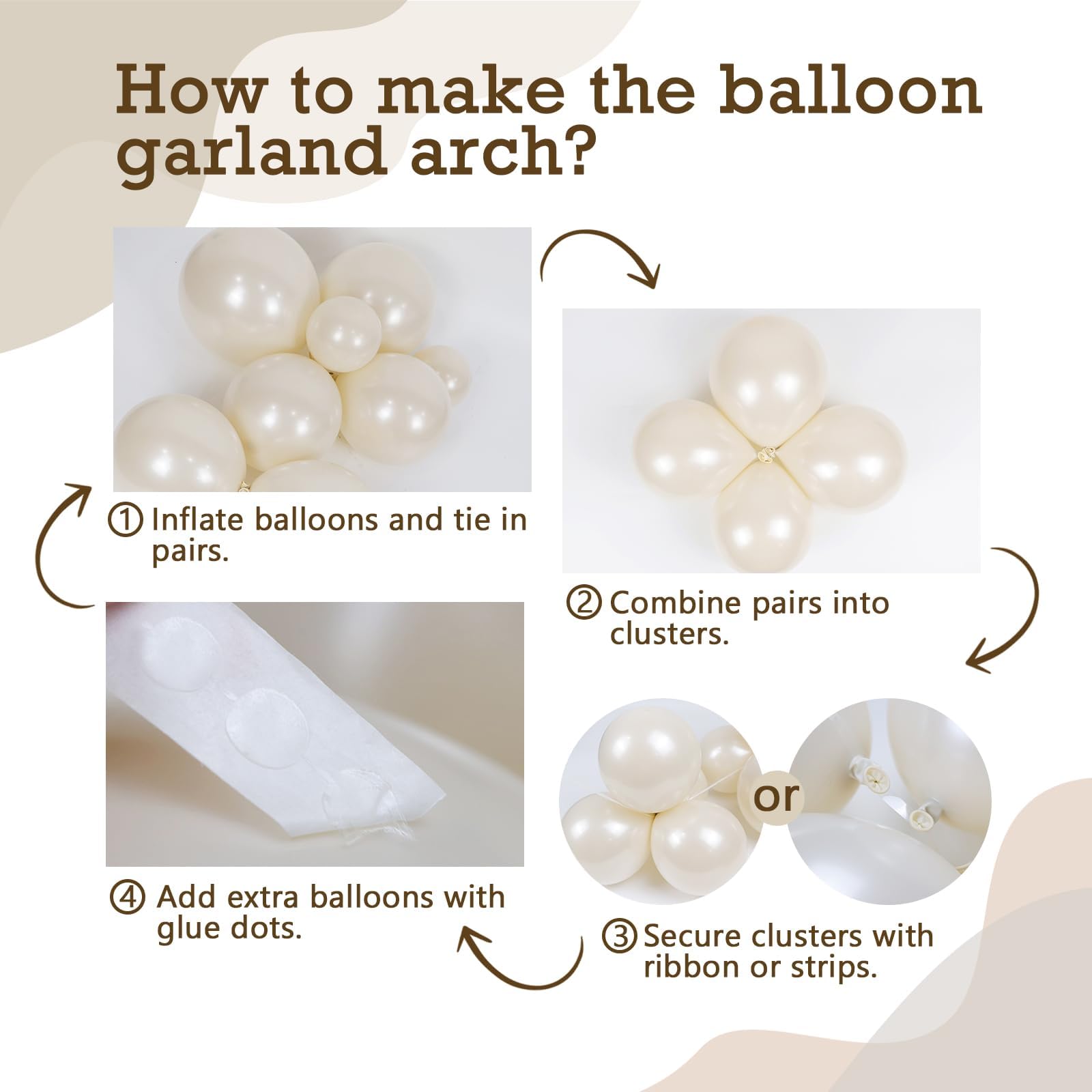 Pearl White Balloons, Double Stuffed White Balloons Different Sizes 5/10/12/18 Inch Pearl Balloon Arch Garland Kit for Wedding Engagement Bridal Baby Shower Birthday Party Decorations…