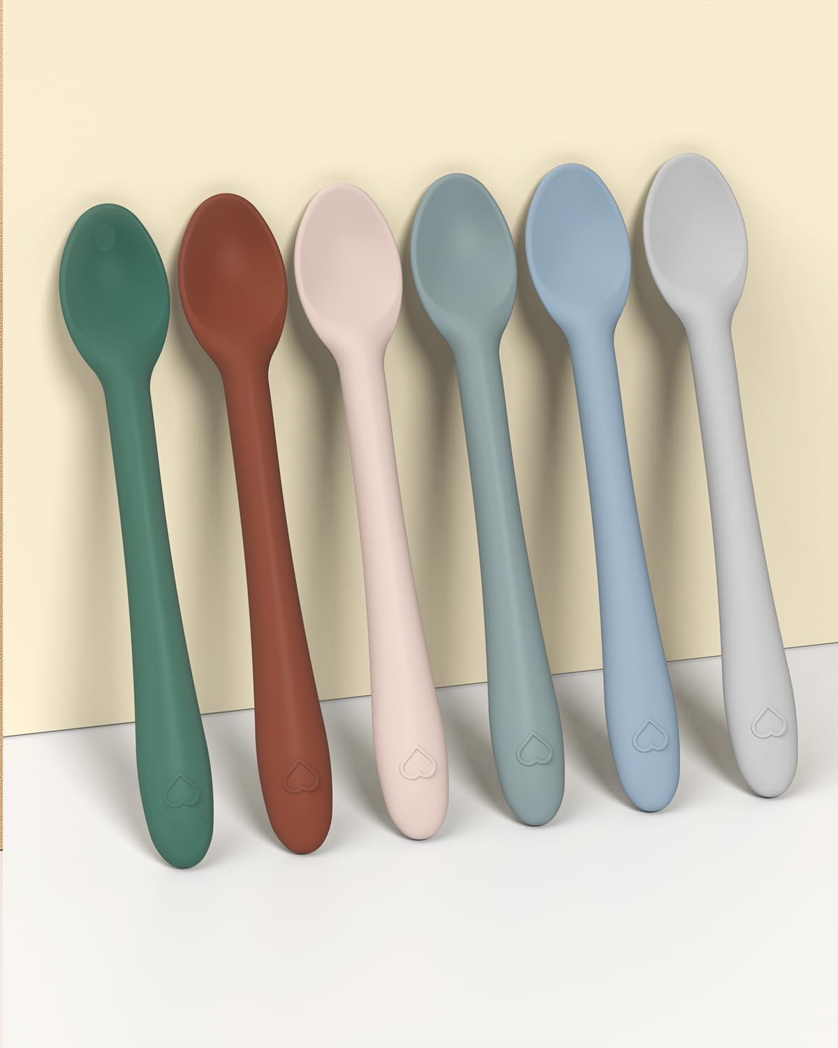 KingKam Silicone Baby Spoons 6 Pack, First Stage Infant Spoons Utensils for Parent & Self-Feeding, Bendable Toddles Training Spoons with Soft-Tip, Dishwasher Safe & Boil-proof