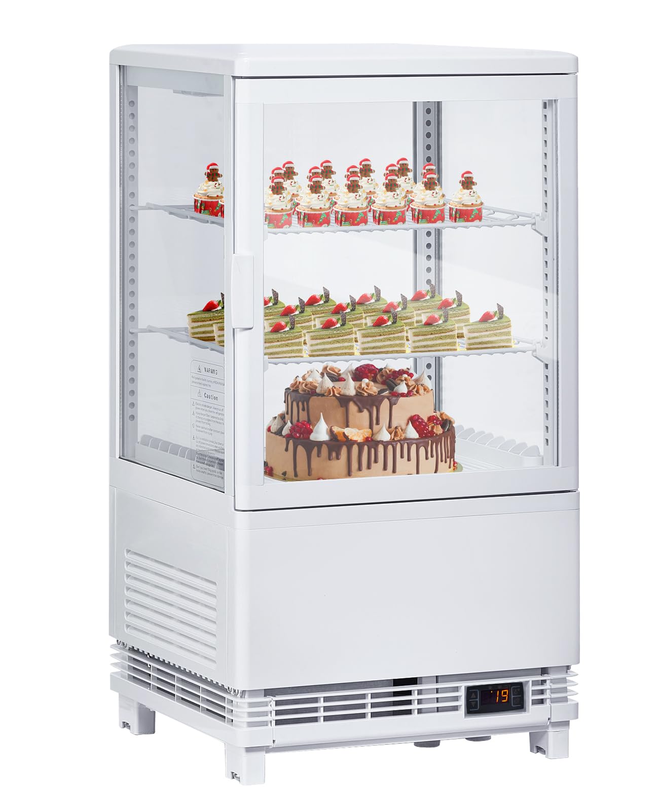 EastVita Display Commercial Refrigerator Case，2.1 Cu.Ft Display Fridge Single-Door Pastry Display Case With Interior Led Lighting, Double-Layered Glass Bakery Display Refrigerator 白色