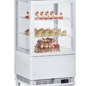 EastVita Display Commercial Refrigerator Case，2.1 Cu.Ft Display Fridge Single-Door Pastry Display Case With Interior Led Lighting, Double-Layered Glass Bakery Display Refrigerator 白色