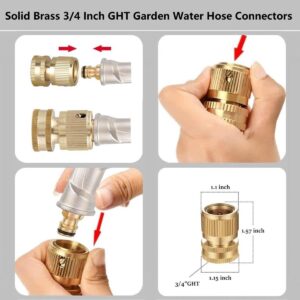 Garden Hose Nozzle,High Pressure Water Hose Nozzle Sprayer,3/4 Extra-Strong Solid Brass Connectors for Garden Hose,for Watering Plants,Lawn& Garden,Washing Cars,Cleaning,Showering Pets & Outdoor Fun