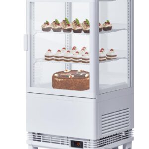 EastVita Display Commercial Refrigerator Case，2.1 Cu.Ft Display Fridge Single-Door Pastry Display Case With Interior Led Lighting, Double-Layered Glass Bakery Display Refrigerator 白色