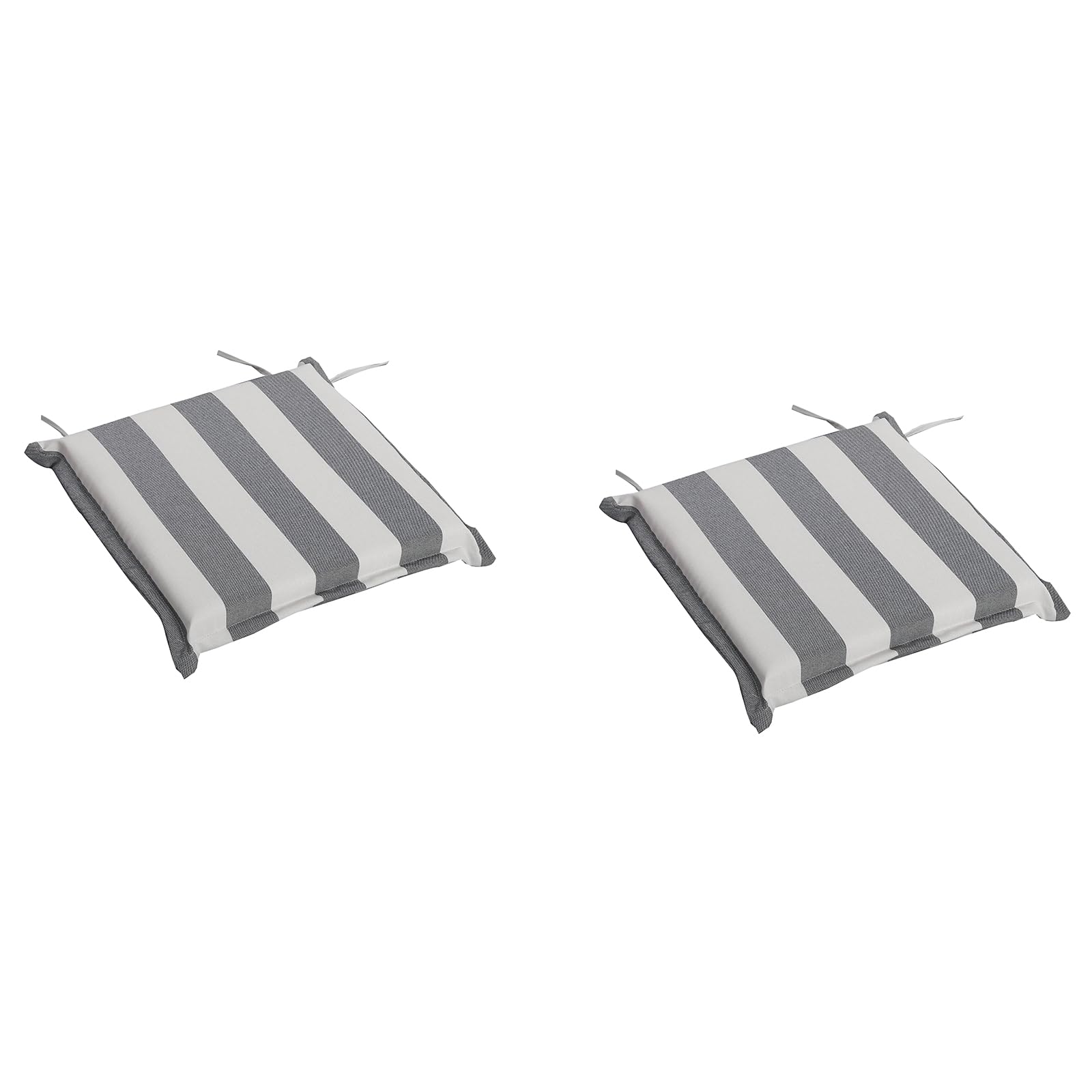 CASUNER Chair Cushions, Patio Seat Cushion Cover Replacement, Patio Furniture Cushions with Ties for Dining Room, Kitchen, Garden, Backyard, Outdoor Patio Seat, 19" x 19" (2 * Grey Stripe-B)