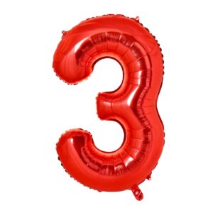 large number 3 balloons,40 inch number balloons for birthday graduation wedding anniversary celebration party decorations (red)