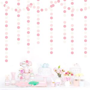 Light-Pink White Girls-Birthday Party-Decoration Garland - 52ft Baby Bridal Shower Blush Streamers Backdrop,Graduation 18th 30th 21st Adults Bachelorette Pool Supplies Banner Decor Lasting Surprise