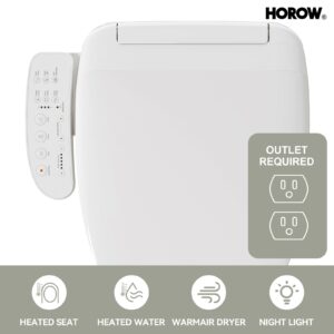 HOROW T0338W One Piece Toilet with Smart Bidet Seat, Elongated ADA Height Toilets with Heated Seat, Luxury Smart Toilet with Bidet Built-in, Dual Flush 12'' Rough-in, MAP 1000g, Standard White Toilet