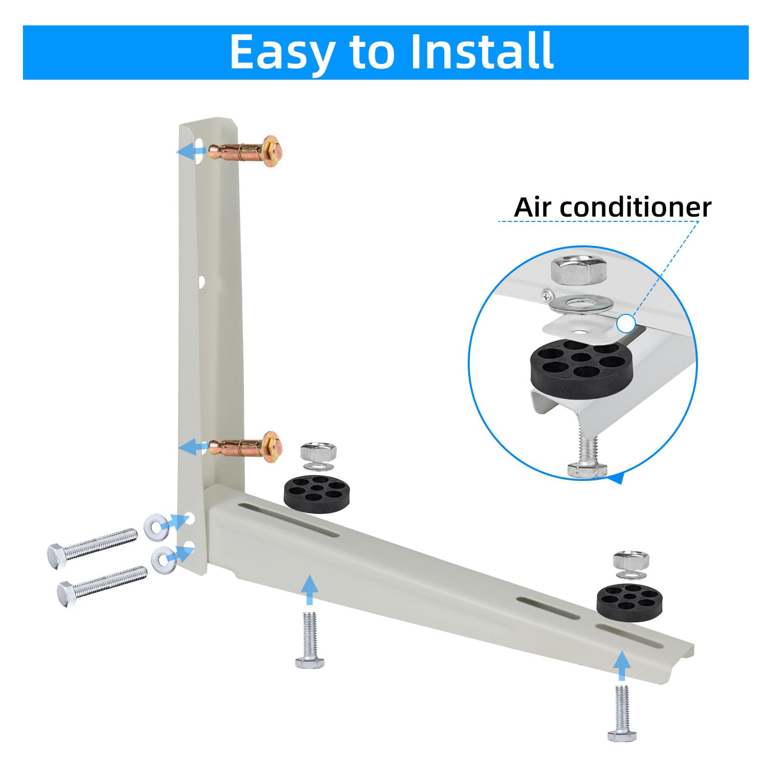 Qualward Mini Split Wall Mounting Bracket for Universal Ductless Air Conditioners, Heavy Duty Support Bracket for AC, Heat Pumps Compressors 7000-15000 BTU