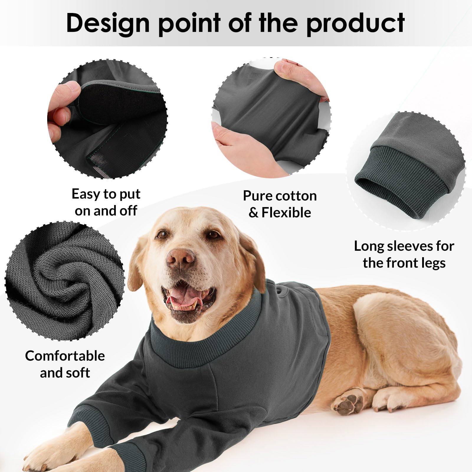 SAWMONG Dog Surgery Recovery Sleeve for Front Left Right Legs,Dog Recovery Suit to Stop Licking,Dog Leg Sleeve for Spay Neuter Elbow,Brace Protector Cone Collar Alternative Grey-S