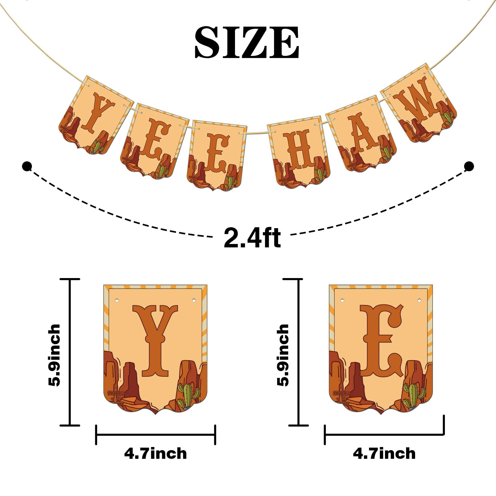 Dalaber Yee Haw Banner, Western Cowboy Party Decoration Banner, Wild West Boys Birthday/Baby Shower/Bridal Shower/Wedding Party Supplies, Brown