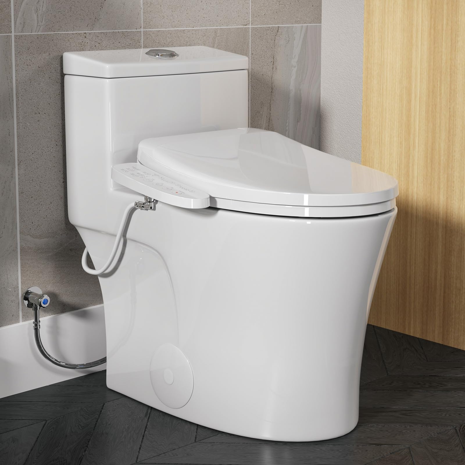 HOROW T0338W One Piece Toilet with Smart Bidet Seat, Elongated ADA Height Toilets with Heated Seat, Luxury Smart Toilet with Bidet Built-in, Dual Flush 12'' Rough-in, MAP 1000g, Standard White Toilet