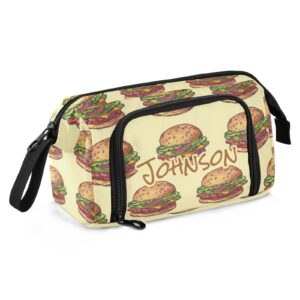 vnurnrn hamburgers custom pencil case with zippers personalized pen pencil pouch bag for school stationery supplies