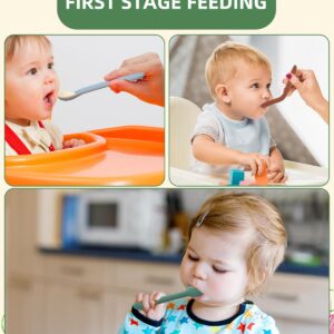 KingKam Silicone Baby Spoons 6 Pack, First Stage Infant Spoons Utensils for Parent & Self-Feeding, Bendable Toddles Training Spoons with Soft-Tip, Dishwasher Safe & Boil-proof