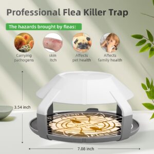 2 Pcs Flea Traps for Inside Your Home with 4 Sticky Disc & 2 Electric Wires, Cordless & Hanging Flea Killer Pest Control for Indoor Outdoor Patio Camping, Non Toxic & Harmless, Friendly to Pets & Kids