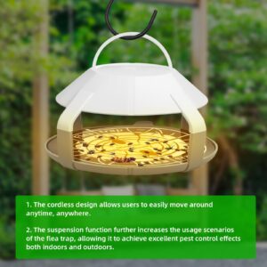 2 Pcs Flea Traps for Inside Your Home with 4 Sticky Disc & 2 Electric Wires, Cordless & Hanging Flea Killer Pest Control for Indoor Outdoor Patio Camping, Non Toxic & Harmless, Friendly to Pets & Kids