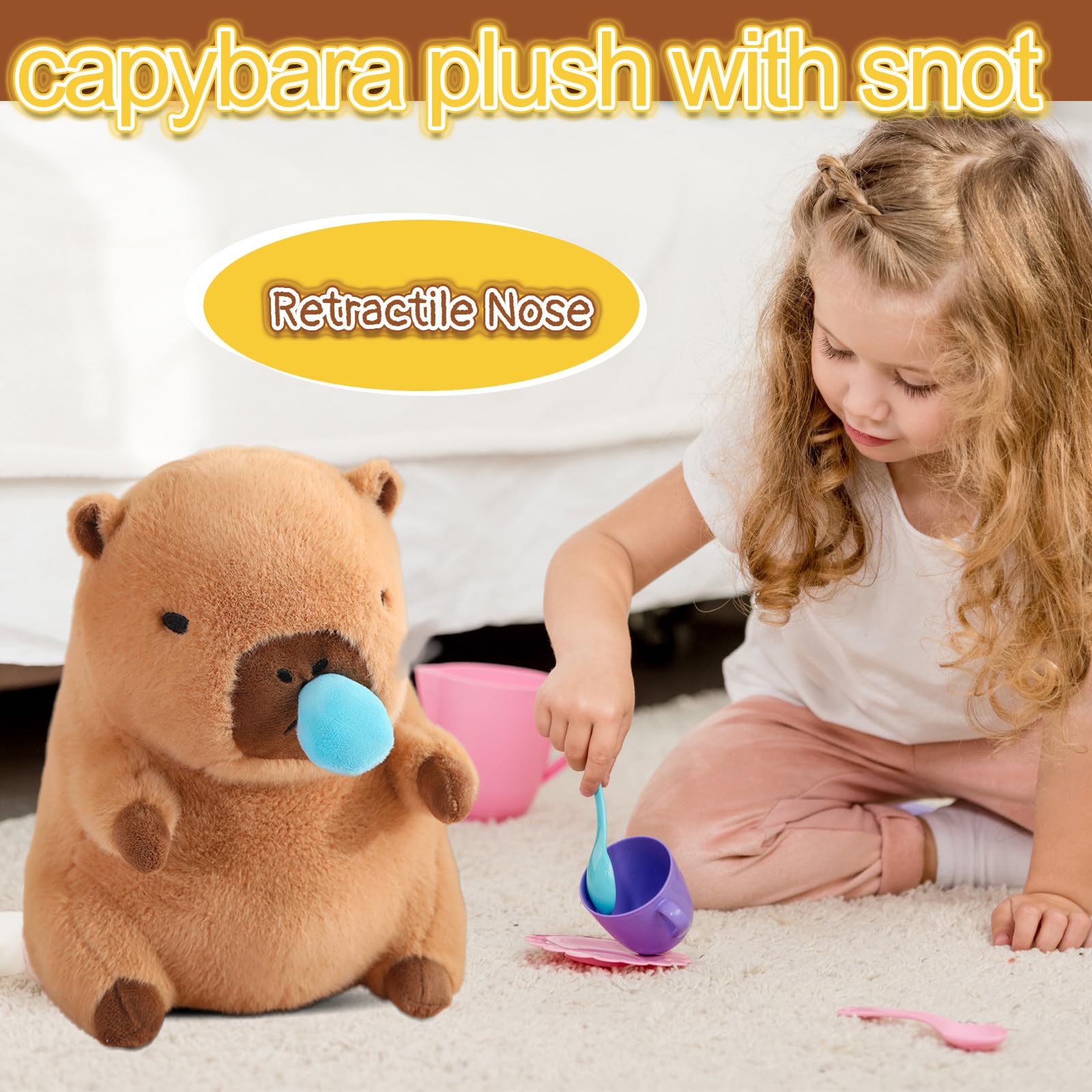 TITQWOP Capybara Plush with Snot Kawaii Capybara Stuffed Aniamls Toys Soft Cute Capybara Doll Pillow for Kids Boys Girls