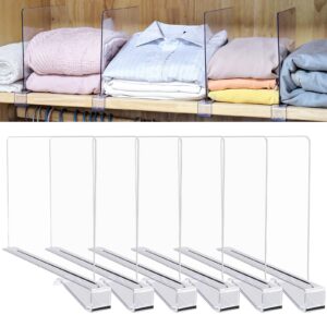 acrylic shelf dividers for closet organization, closet organizers and storage closet shelf organizer towel organizer for bedroom kitchen office closet bathroom 6 pack