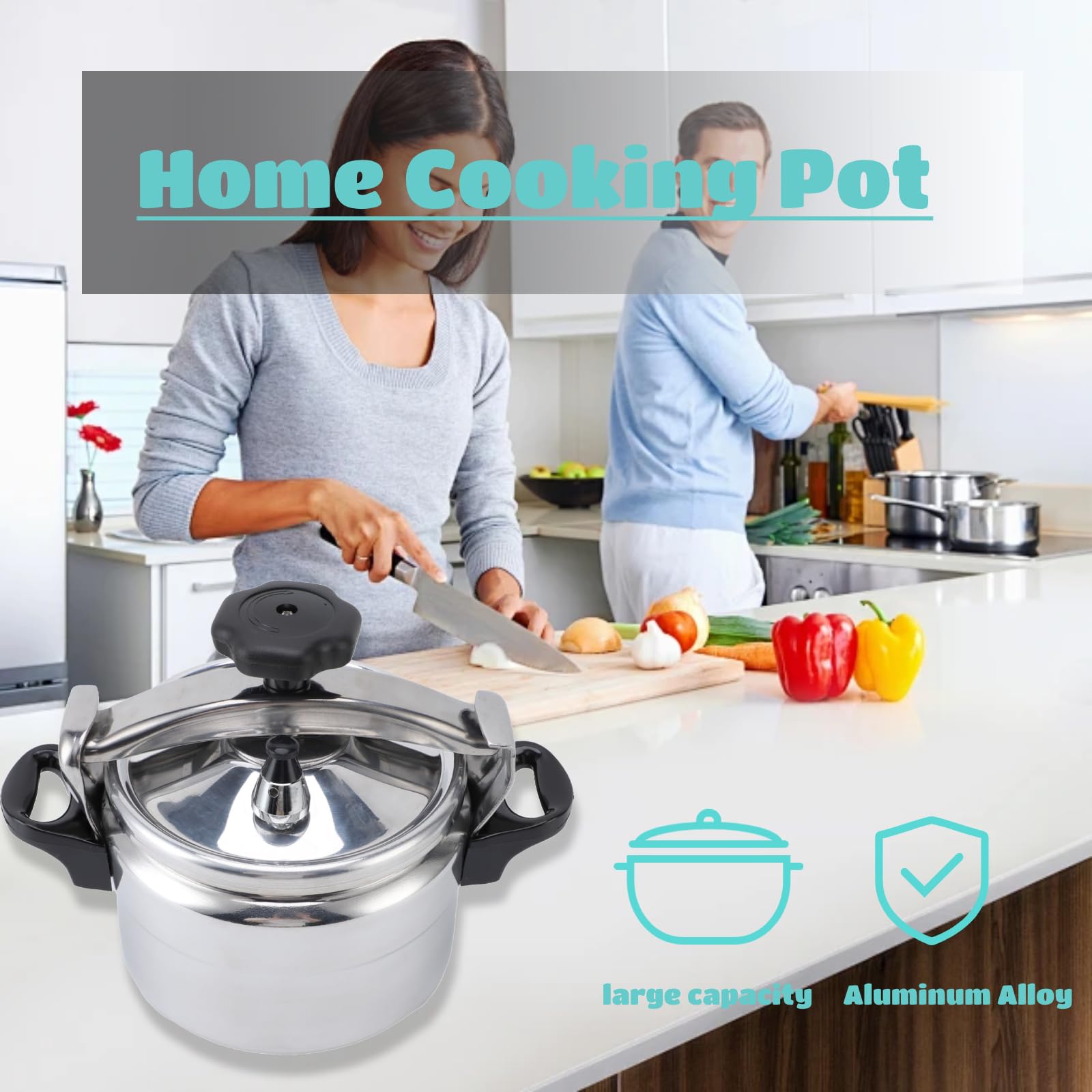 4 Quart Pressure Cooker, Compound Bottom Small Pressure Canner, Easy to Use Pressure Cooker Pot Suitable for Gas, Induction