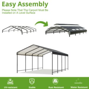 AIRWIRE 10x15 Metal Carport Carports with Enhanced Base Heavy Duty Garage Outdoor Galvanized Car Shelter for Car, Boats and Truck