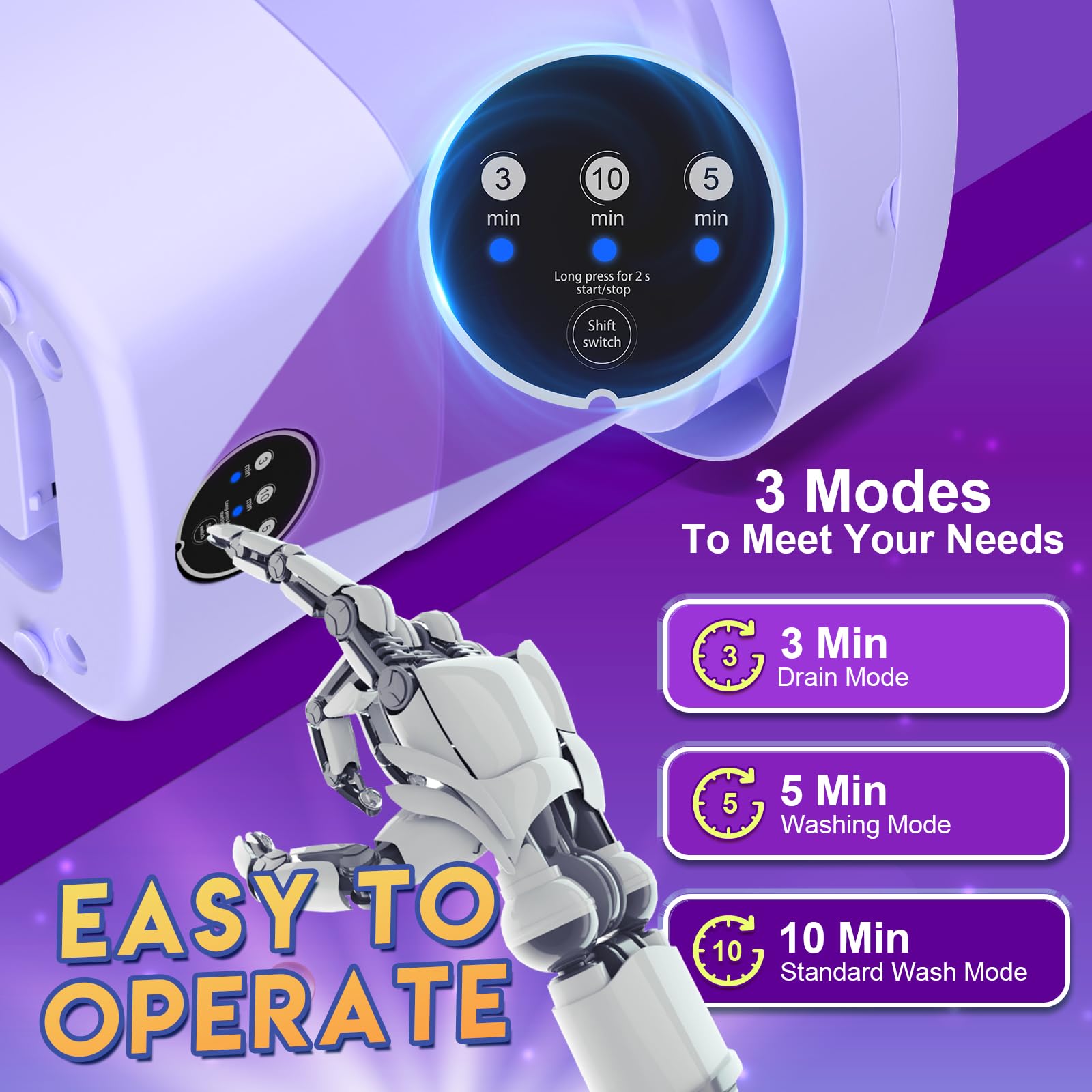 Portable Washing Machine with Upgraded 11L Capacity and Foldable Design, 3 Modes Mini Washing Machine for Deep Cleaning Underwear, Baby Clothes. Ideal for Use in RVs, Apartments, Dorms, and Hotels