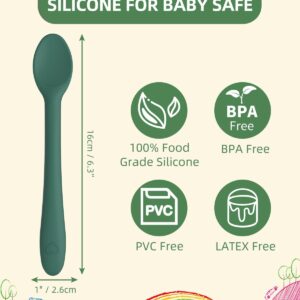 KingKam Silicone Baby Spoons 6 Pack, First Stage Infant Spoons Utensils for Parent & Self-Feeding, Bendable Toddles Training Spoons with Soft-Tip, Dishwasher Safe & Boil-proof