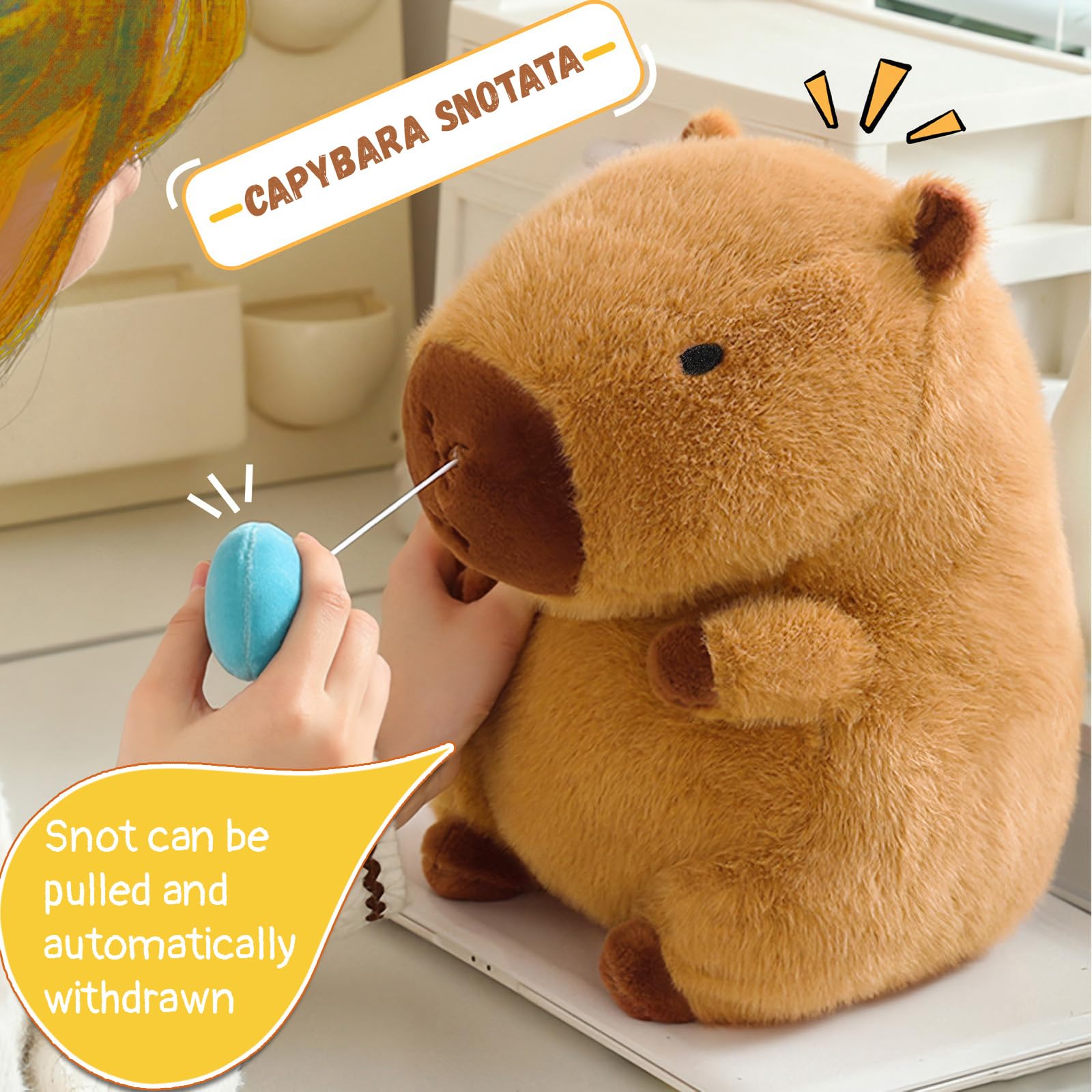 TITQWOP Capybara Plush with Snot Kawaii Capybara Stuffed Aniamls Toys Soft Cute Capybara Doll Pillow for Kids Boys Girls