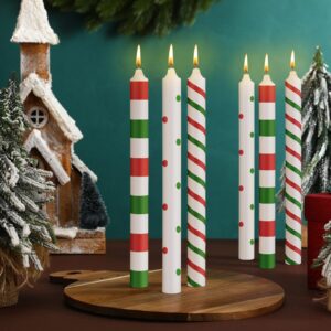 conelist 12 pcs christmas taper candles 10 inch red green christmas candles candy striped taper candle gifts for table decorations dinner party