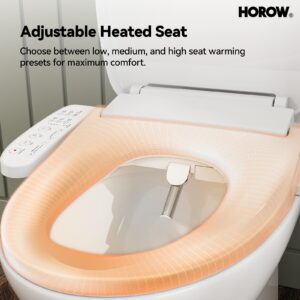 HOROW T0338W One Piece Toilet with Smart Bidet Seat, Elongated ADA Height Toilets with Heated Seat, Luxury Smart Toilet with Bidet Built-in, Dual Flush 12'' Rough-in, MAP 1000g, Standard White Toilet