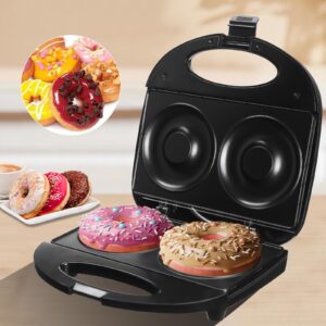 Ht Viik Donut Maker,Doughnut Machine,Bake 2 Donuts,Double-sided heating, Non-stick Surface, Perfect for Breakfast,for Commercial or Family Use,Easy to Clean