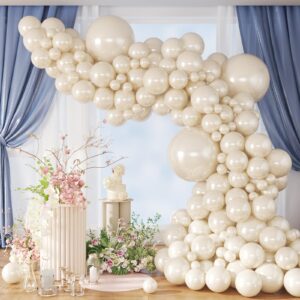 pearl white balloons, double stuffed white balloons different sizes 5/10/12/18 inch pearl balloon arch garland kit for wedding engagement bridal baby shower birthday party decorations…