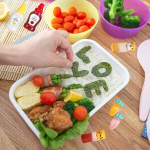 YHCHLHFF 143 Pcs Bento Box accessories Condiment Squeeze Bottles Kids Lunch Accessories Reusable Sauce Containers Mini Ketchup Bottle And Animal Fruit Food Toothpicks