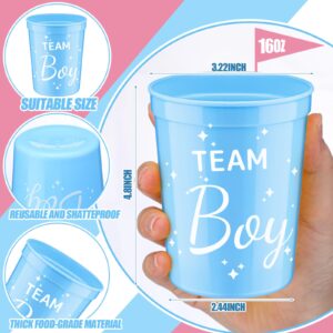 Pickmesh 48 Pcs Gender Reveal Cups 16 oz Plastic Team Boy Team Girl Cups Gender Reveal Party Drinking Cups Pink and Blue Gender Reveal Party Supplies for Beverage Drink Baby Shower Decorations