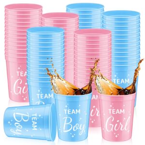 pickmesh 48 pcs gender reveal cups 16 oz plastic team boy team girl cups gender reveal party drinking cups pink and blue gender reveal party supplies for beverage drink baby shower decorations