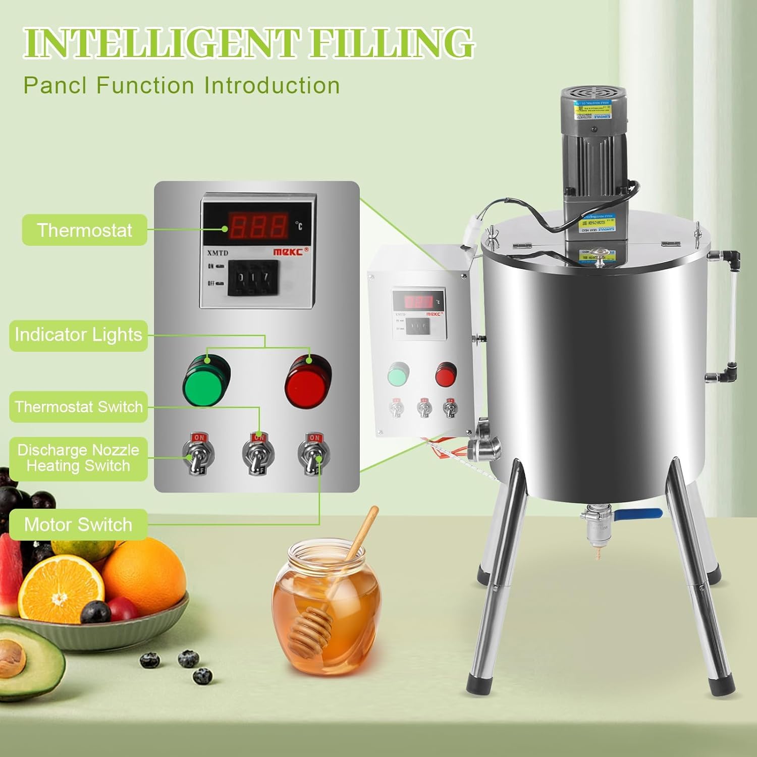 Filling machine for cosmetics, 8-gal/30L Automatic Bottle Filling Machine, Adjustable Stainless Steel Paste Liquid filling Machine, 20-45 Bottle/min, Lipstick Filling Machine, Shampoo Cosmetic Honey