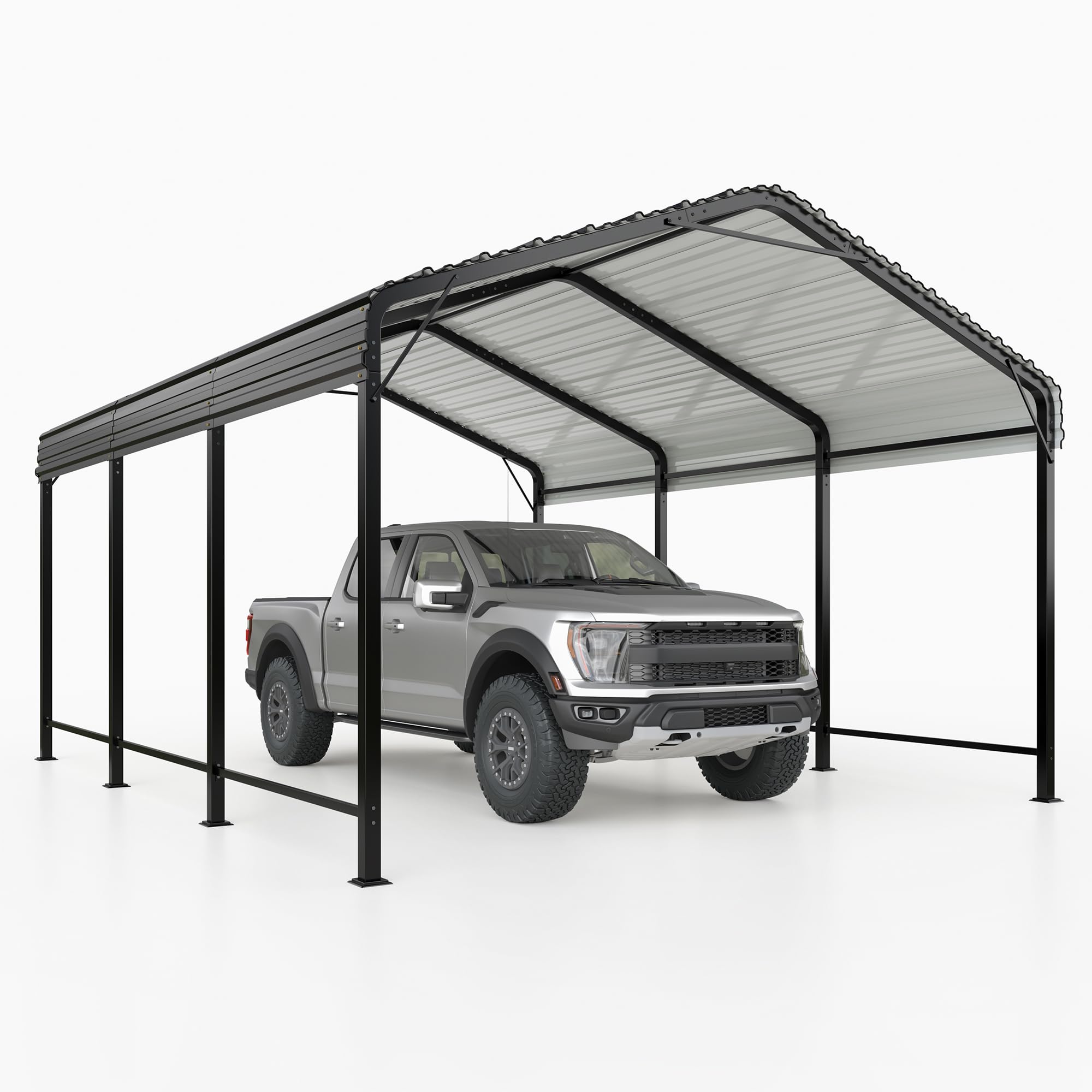 AIRWIRE 10x15 Metal Carport Carports with Enhanced Base Heavy Duty Garage Outdoor Galvanized Car Shelter for Car, Boats and Truck