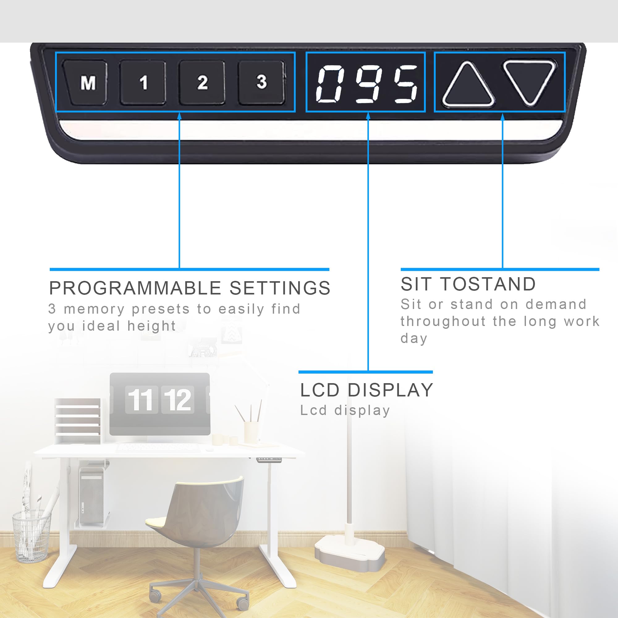 Fromann Electric Dual Motor 3 Tier Legs Standing Desk Frame Heavy Duty Sit Stand up Height Adjustable Desk Base for Home and Office (White)