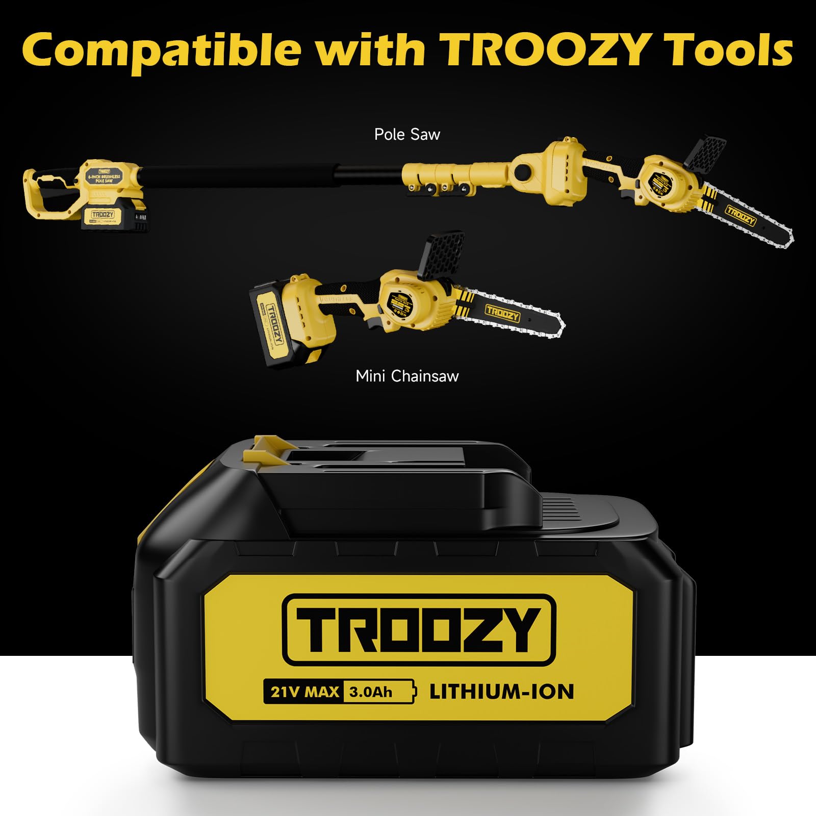 TROOZY 21V Battery Compatible with Makita Power Tools,MAX 3.0Ah Rechargeable Lithium Battery with Led Indicator,Mini Chainsaw Battery Replacement Extended Runtime Portable Chainsaw Accessories