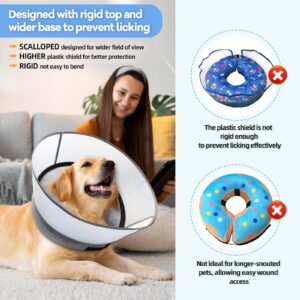 NoarWin Inflatable Dog Cone Collar, Soft Dog Cone for Dogs After Surgery, 2-in-1 Inflatable Dog Cone with Detachable Anti-Licking Shield, Adjustable Dog Cone Collar, Elizabethan Collar (L, Grey)