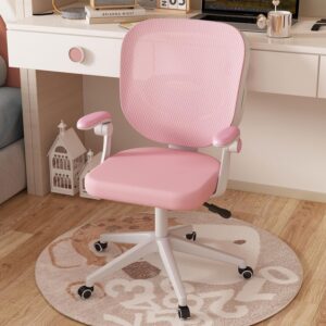 Kasinali Boys Girls Desk Chair with Adjustable Armrests, Kids Desk Chair with Wheels, Kids Computer Chair Kids Office Study Chair (Pink)