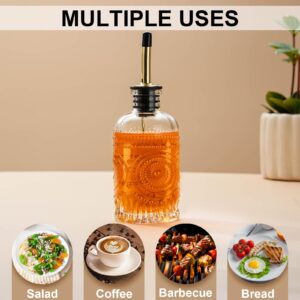 gegewawa Glass Coffee Syrup Dispenser Bottles 7 OZ, Simple Syrup Bottles with Metal Pour Spout, Syrup Dispenser for Coffee Bar Accessories for Maple Honey Syrup Oil and Sauces