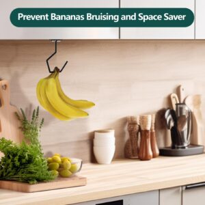 Luckinow 2 Pack Flodable Banana Hook Under Cabinet, Hidden Banana Hanger Hook [Keep Banana Fresh], Black