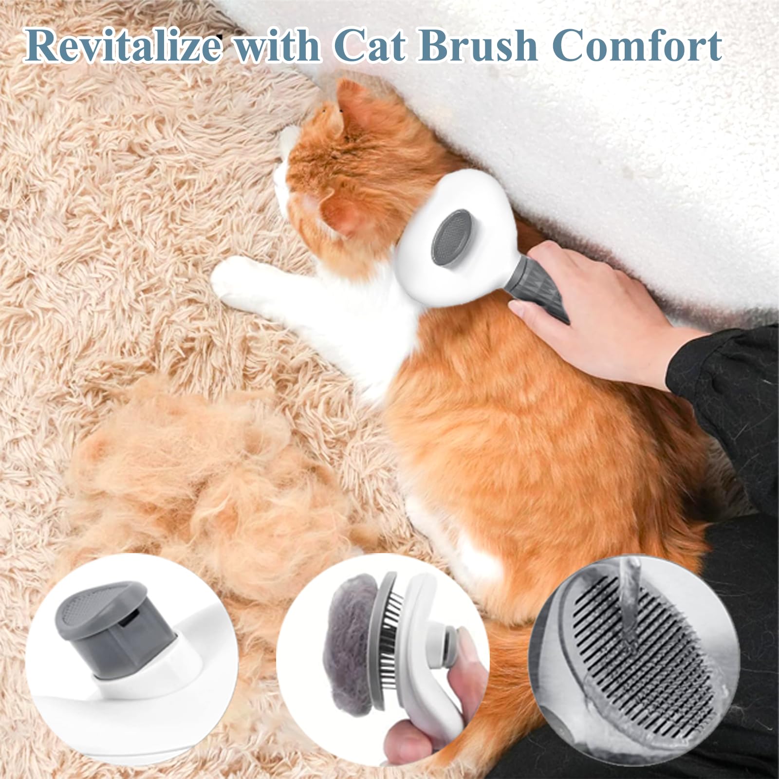 4 Pcs Cat Brush Kit for Indoor Cats, Self-Cleaning Slicker Cat Brush, Cat Brush Glove, and 2 Cat Wall Scratchers for Easy Shedding, Detangling, and Relaxing Grooming for Long and Short-Haired Cats