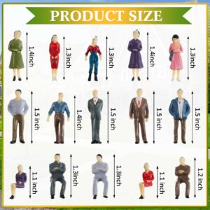 Juexica 30 Pcs Mini People Figurines 1: 50 Scale Model Trains Architectural Painted People Figures Tiny People Plastic Miniature Figurines Sitting Standing People for Miniature Scenes (Vintage Style)